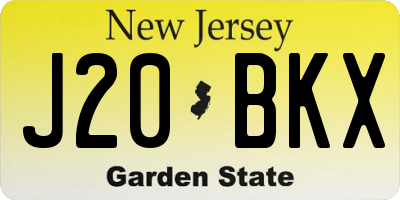 NJ license plate J20BKX