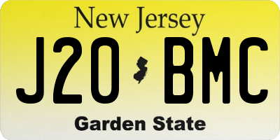 NJ license plate J20BMC
