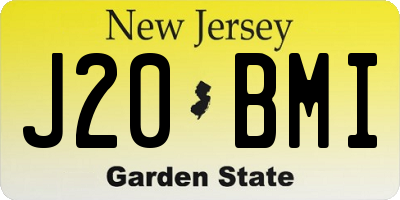 NJ license plate J20BMI