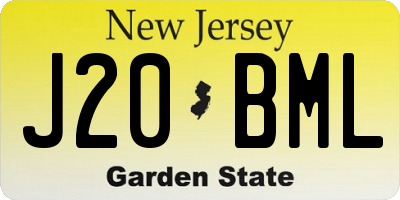 NJ license plate J20BML