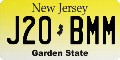 NJ license plate J20BMM