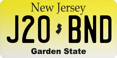NJ license plate J20BND