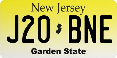 NJ license plate J20BNE