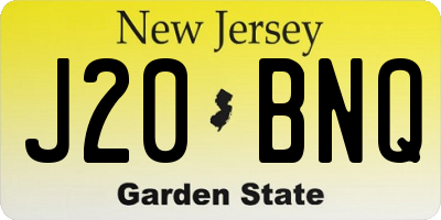 NJ license plate J20BNQ