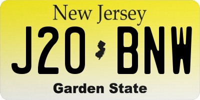 NJ license plate J20BNW