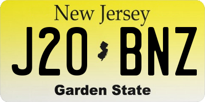 NJ license plate J20BNZ