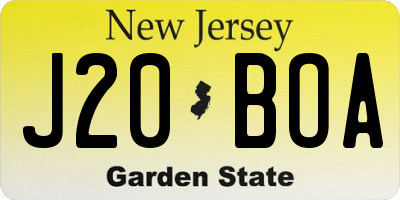 NJ license plate J20BOA
