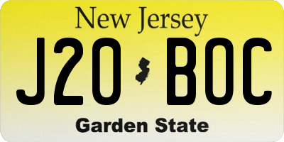 NJ license plate J20BOC