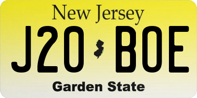 NJ license plate J20BOE