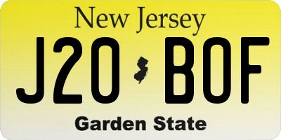 NJ license plate J20BOF