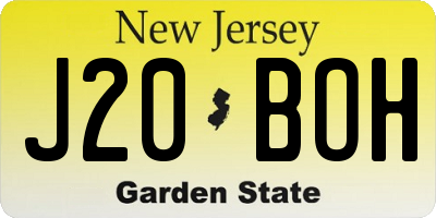 NJ license plate J20BOH