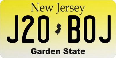 NJ license plate J20BOJ