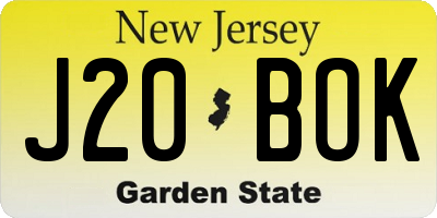 NJ license plate J20BOK