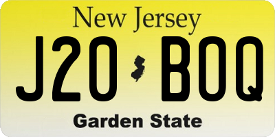 NJ license plate J20BOQ