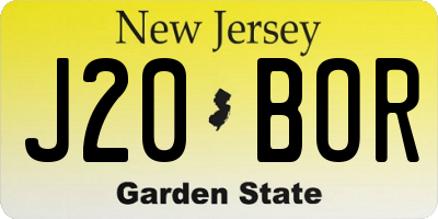 NJ license plate J20BOR