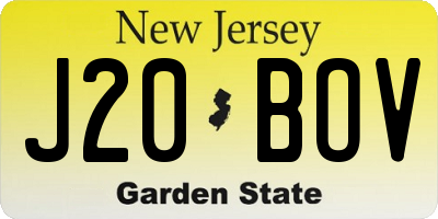 NJ license plate J20BOV