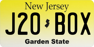 NJ license plate J20BOX