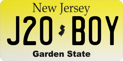 NJ license plate J20BOY