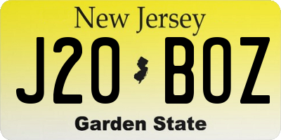NJ license plate J20BOZ