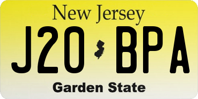 NJ license plate J20BPA