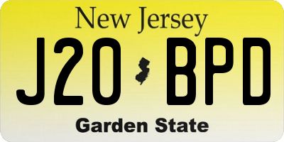 NJ license plate J20BPD