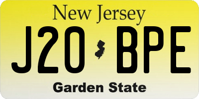 NJ license plate J20BPE