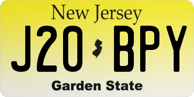 NJ license plate J20BPY