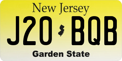 NJ license plate J20BQB