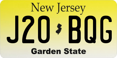 NJ license plate J20BQG