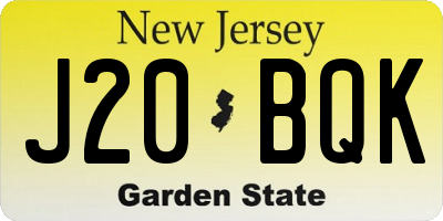 NJ license plate J20BQK