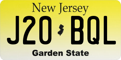 NJ license plate J20BQL