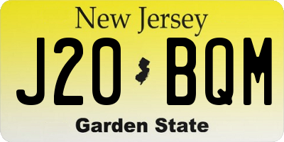 NJ license plate J20BQM