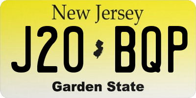 NJ license plate J20BQP