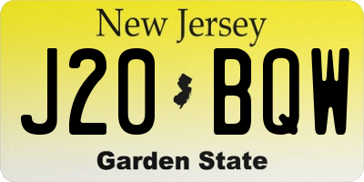 NJ license plate J20BQW