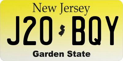 NJ license plate J20BQY