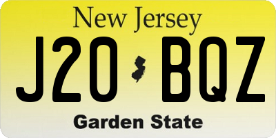 NJ license plate J20BQZ