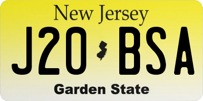 NJ license plate J20BSA