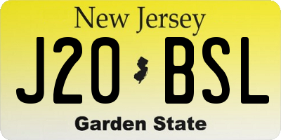 NJ license plate J20BSL