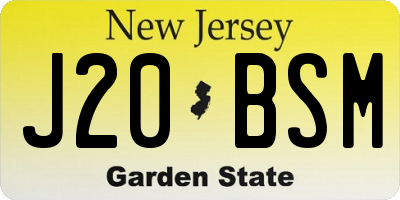 NJ license plate J20BSM