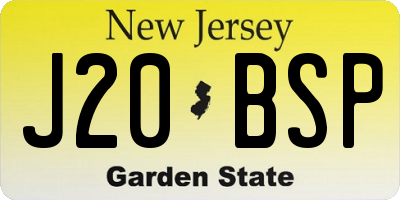 NJ license plate J20BSP