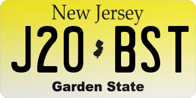 NJ license plate J20BST