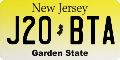 NJ license plate J20BTA