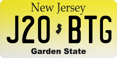 NJ license plate J20BTG