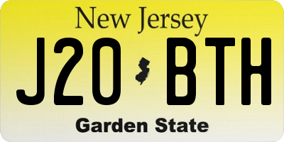 NJ license plate J20BTH