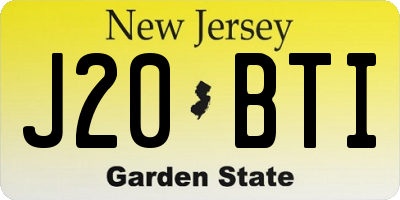 NJ license plate J20BTI