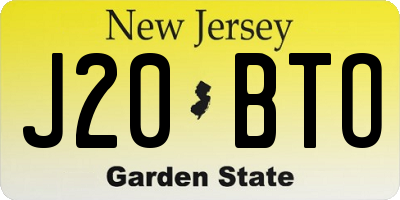 NJ license plate J20BTO