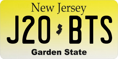 NJ license plate J20BTS