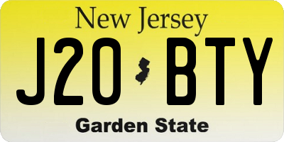 NJ license plate J20BTY
