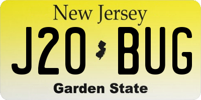 NJ license plate J20BUG