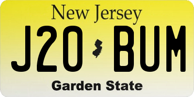 NJ license plate J20BUM